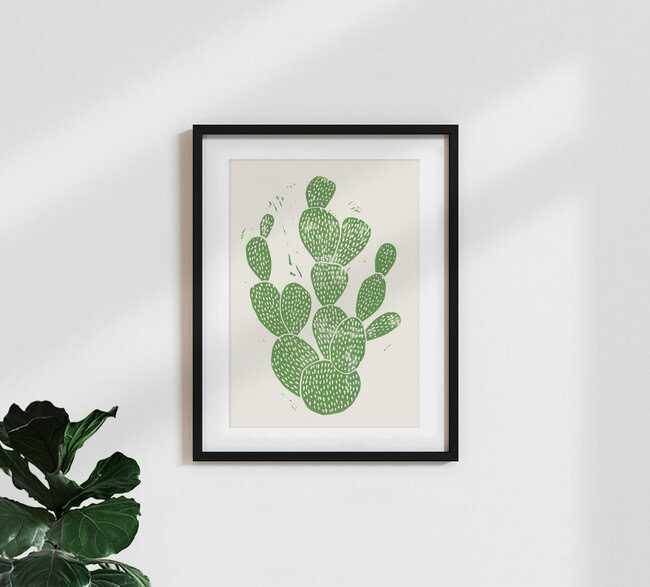 Linocut Cactus, Deutschland – Fotokunst von Bianca Green als Poster oder Acrylglasbild
