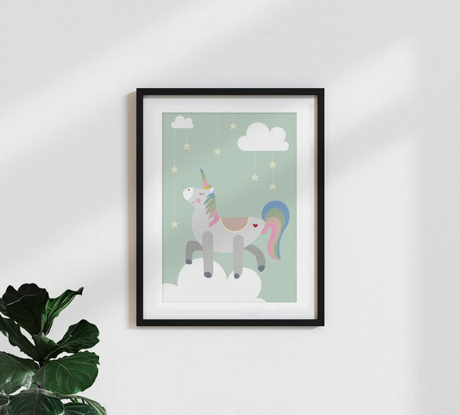 'funky unicorn' – Wall Art by Sabrina Ziegenhorn as Poster or Acrylic Glass Print