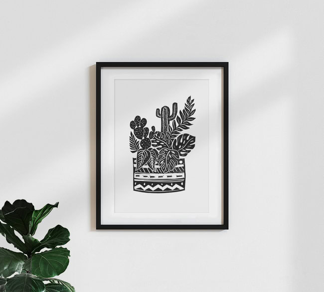 Wandbild 'Botanischer Topf Block Print' – Kunst von Bianca Green als Poster oder Acrylglasbild