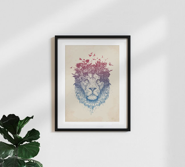 Wandbild 'Floral lion' – Kunst von Balazs Solti als Poster oder Acrylglasbild