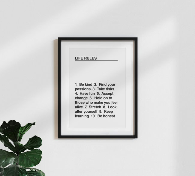 Wandbild 'Life Rules' – Kunst von Frankie Kerr-Dineen als Poster oder Acrylglasbild