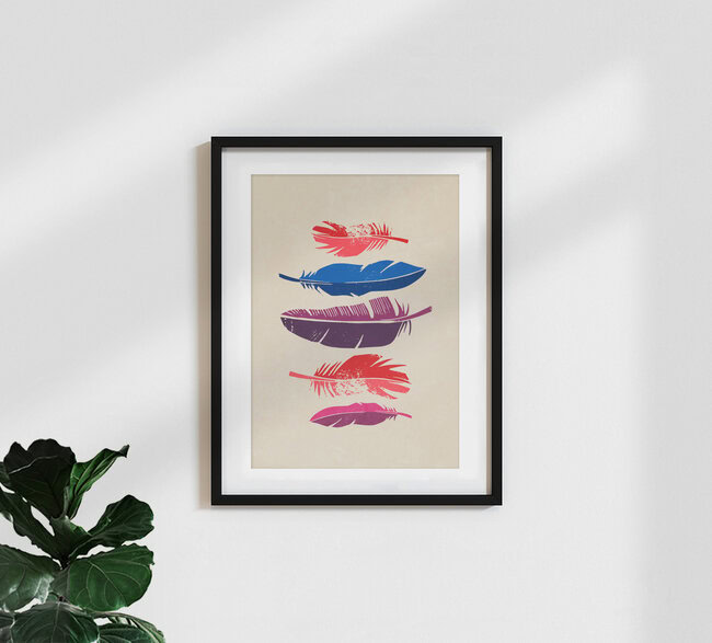 Wandbild 'Bunte Federn' – Kunst von Pia Kolle als Poster oder Acrylglasbild