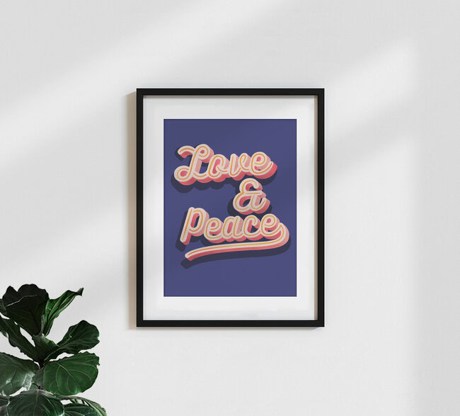 Wandbild 'Love and Peace typography' – Kunst von Ania Więcław als Poster oder Acrylglasbild