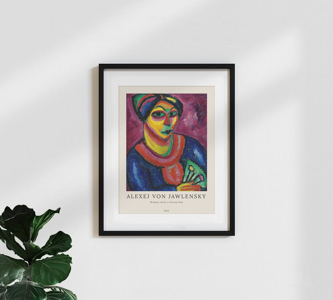 Wandbild 'Alexej von Jawlensky: Woman With A Green Fan' – Kunst von Art Classics als Poster oder Acrylglasbild