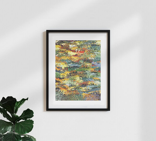 'Autumn Forest, Nature Jungle Painting, Botanical Plants Abstract' – Wall Art by Uma Gokhale as Poster or Acrylic Glass Print