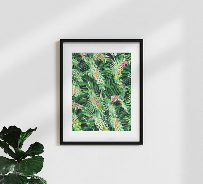 'Palm & Peace Art Print' – Wall Art by Uma Gokhale as Poster or Acrylic Glass Print