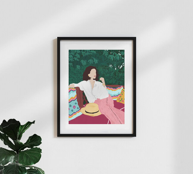 'Bohemian Soul, Modern Boho Woman Decor Self Love, Self Care Portrait' – Wall Art by Uma Gokhale as Poster or Acrylic Glass Print