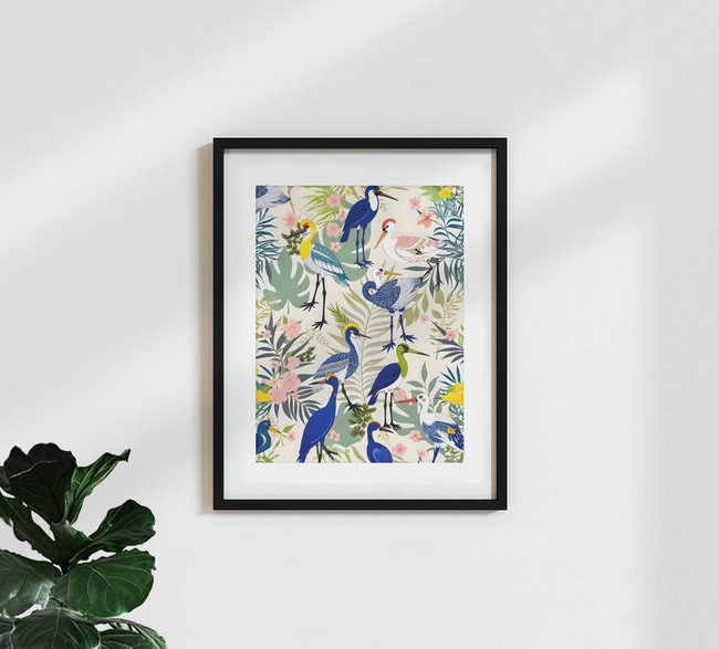 Wandbild 'Bird Symphony' – Kunst von Uma Gokhale als Poster oder Acrylglasbild