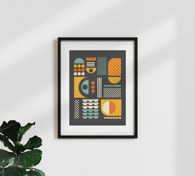 Wandbild 'Bold Bauhaus Geometric Art Print' – Kunst von Ania Więcław als Poster oder Acrylglasbild