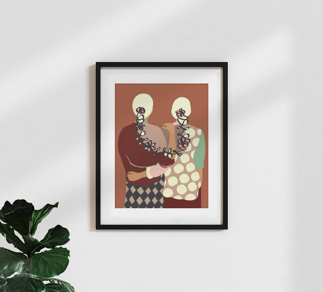 'The Terracotta Bond' – Wall Art by Uma Gokhale as Poster or Acrylic Glass Print
