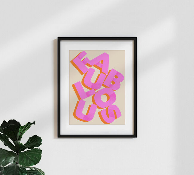 'Fabulous Hot Pink Typography' – Wall Art by Ania Więcław as Poster or Acrylic Glass Print