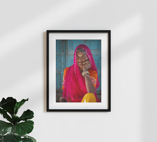 Portrait einer indischen Frau, India – wall art by Jens Benninghofen as Poster or Acrylic Glass Print