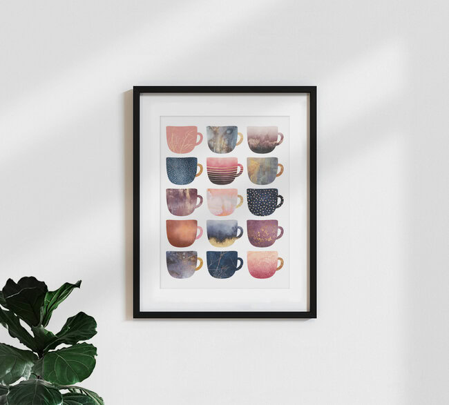 Wandbild 'Pretty Coffee Cups 2' – Kunst von Elisabeth Fredriksson als Poster oder Acrylglasbild