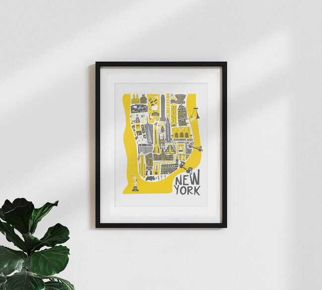 Wandbild 'Manhatten Map' – Kunst von Fox And Velvet als Poster oder Acrylglasbild