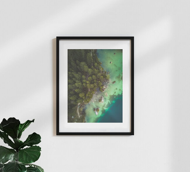 Alpine Lake Aerial, Germany – wall art by Gergo Kazsimer as Poster or Acrylic Glass Print
