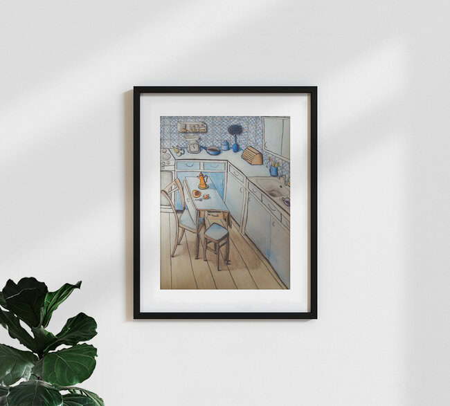 'The 70s kitchen' – Wall Art by Andrea Hansen as Poster or Acrylic Glass Print