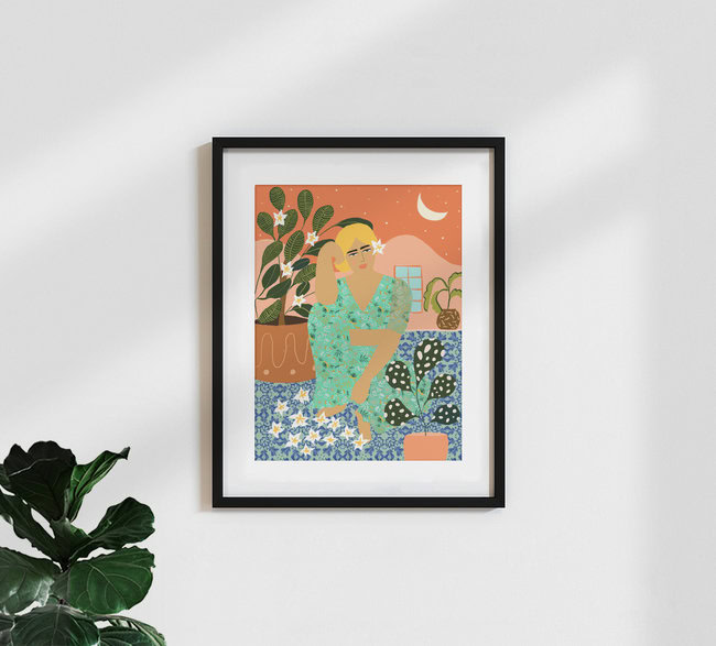 Wandbild 'Flower Collector' – Kunst von Uma Gokhale als Poster oder Acrylglasbild