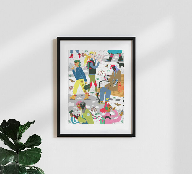 Wandbild 'Winter Reading Club' – Kunst von Ezra W. Smith als Poster oder Acrylglasbild