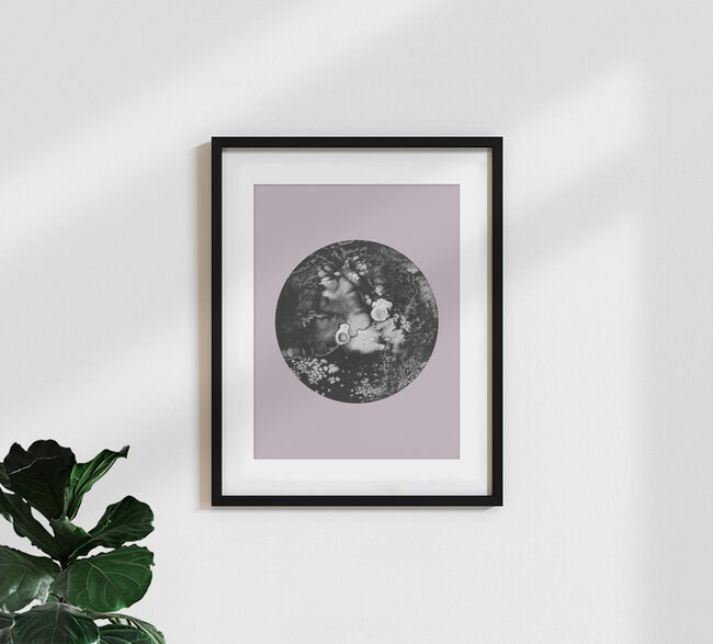 'Pluto Lilac' – Wall Art by Julia Hariri as Poster or Acrylic Glass Print