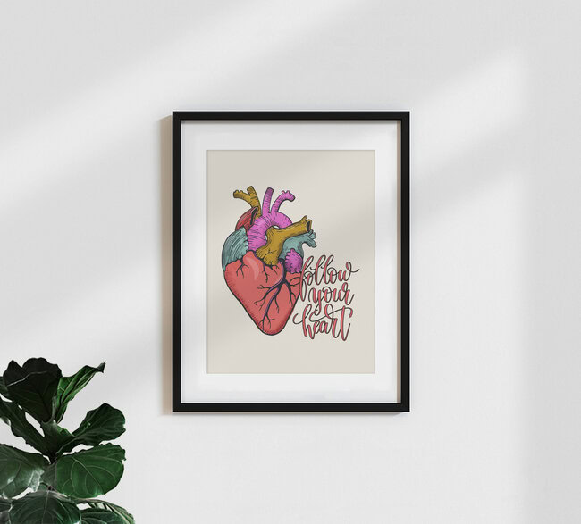'FOLLOW YOUR HEART' – Wall Art by Ania Więcław as Poster or Acrylic Glass Print