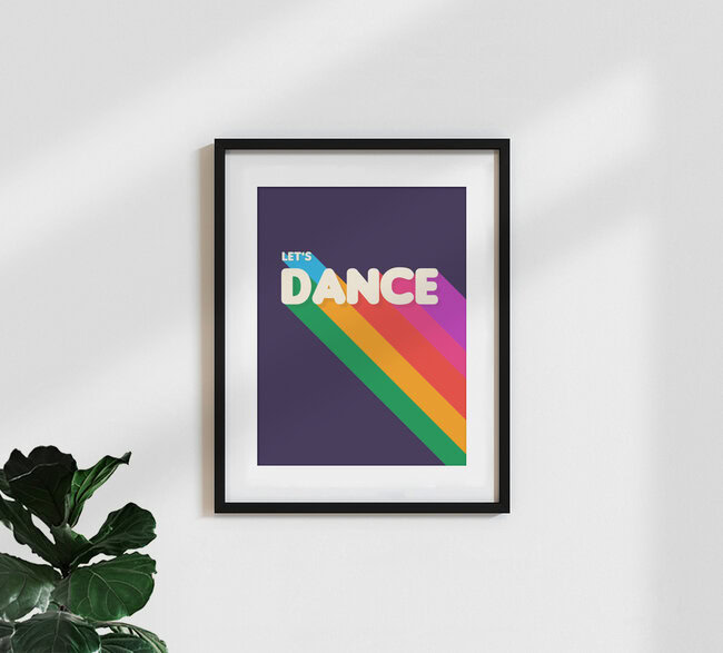 'RAINBOW DANCE TYPOGRAPHY- let's dance' – Wall Art by Ania Więcław as Poster or Acrylic Glass Print
