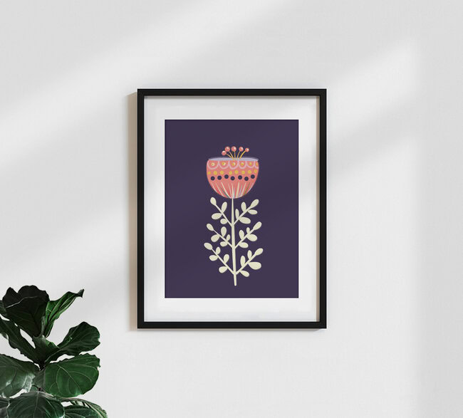 Wandbild 'single flower on dark background' – Kunst von Ania Więcław als Poster oder Acrylglasbild
