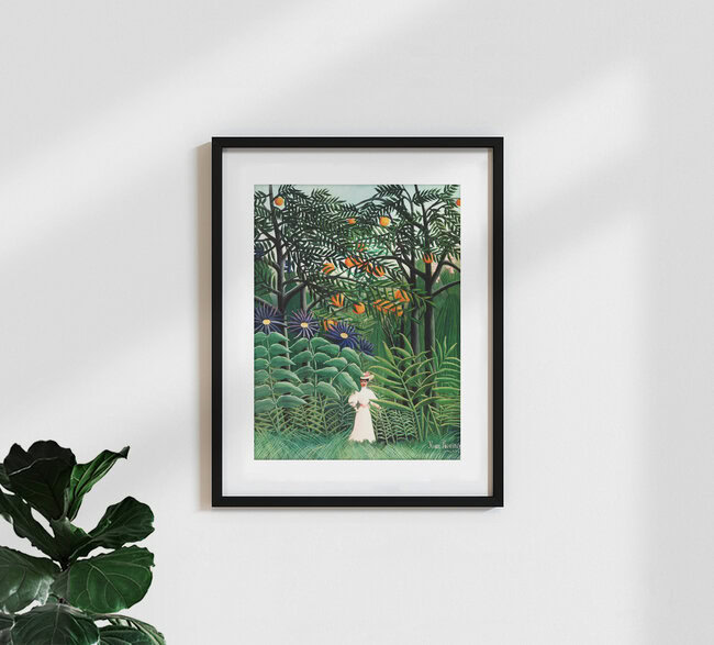 'Woman Walking in an Exotic Forest by Henri Rousseau' – Wall Art by Art Classics as Poster or Acrylic Glass Print