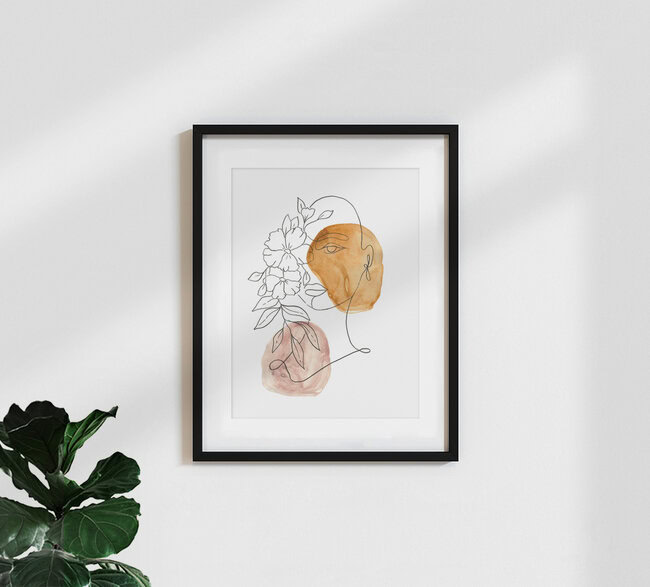 'Scandi Woman with Flowers' – Wall Art by Christina Wolff as Poster or Acrylic Glass Print