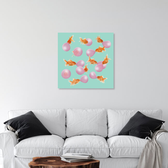 'Bubblegum Goldfish' – Wall Art by Jonas Loose as Poster or Acrylic Glass Print