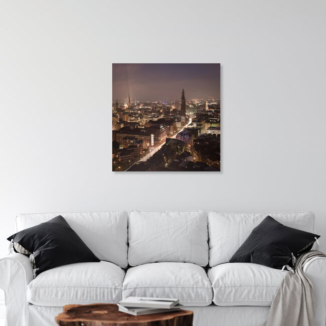 Bird`s-eye view city centre of Hamburg at night, Germany – wall art by Dennis Wehrmann as Poster or Acrylic Glass Print