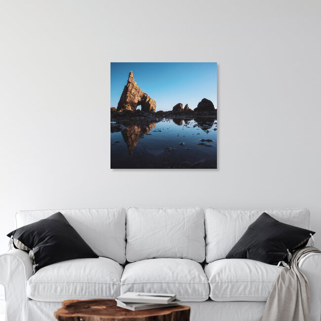 Asturias Playa Campiecho with Seastack and Reflection, Spain – wall art by Jean Claude Castor as Poster or Acrylic Glass Print