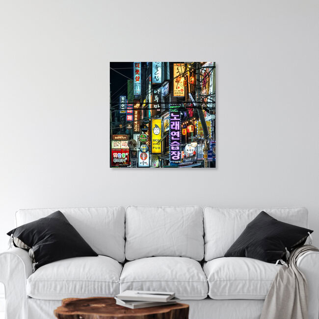 Bunte Leuchtreklame im Songpa-gu Viertel in Seoul, Südkorea – Fotokunst von Jan Becke als Poster oder Acrylglasbild