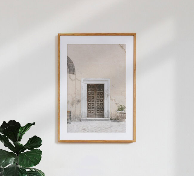 Brown wooden entrance, Italy – wall art by Photolovers . as Poster or Acrylic Glass Print