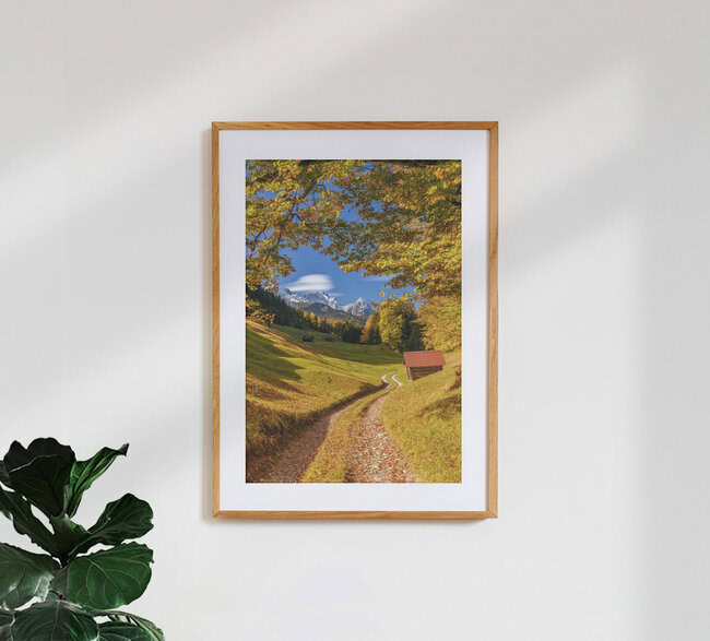 Herbst in den bayerischen Alpen, Deutschland – Fotokunst von Achim Thomae als Poster oder Acrylglasbild
