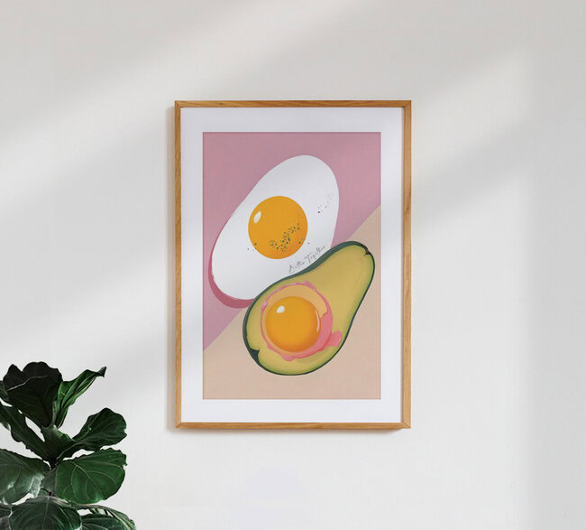 Wandbild 'Better Together | Eggs & Avocado Breakfast' – Kunst von Uma Gokhale als Poster oder Acrylglasbild