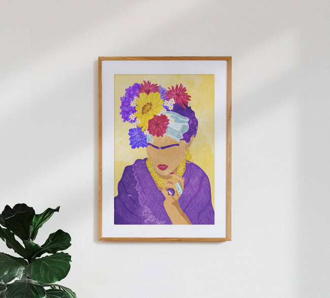 Wandbild 'Frida and Flowers' – Kunst von Raissa Oltmanns als Poster oder Acrylglasbild