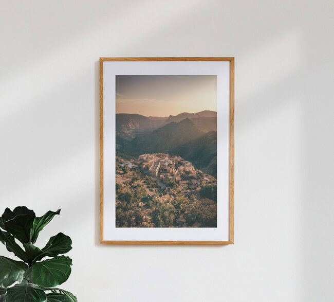Sonnenaufgang über dem Jebel Al Akhdar Canyon in Oman, Oman – wall art by Jean Claude Castor as Poster or Acrylic Glass Print