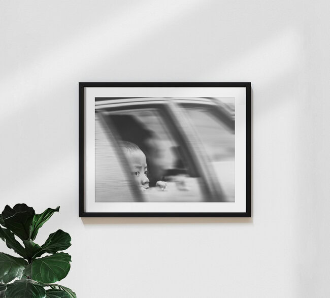 Child looking out of car window, Cameron Highlands, Malaysia, Malaysia – wall art by Ursula Fleiß, Foto - Fuks as Poster or Acrylic Glass Print