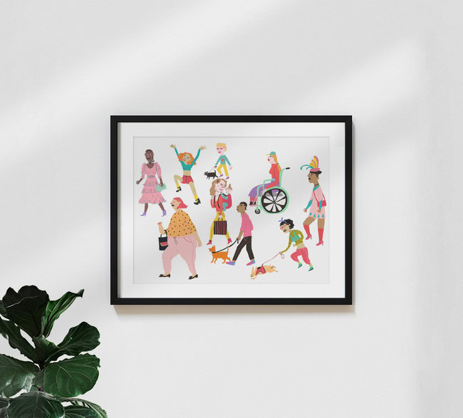 Wandbild 'People Walking (expended version)' – Kunst von Ezra W. Smith als Poster oder Acrylglasbild