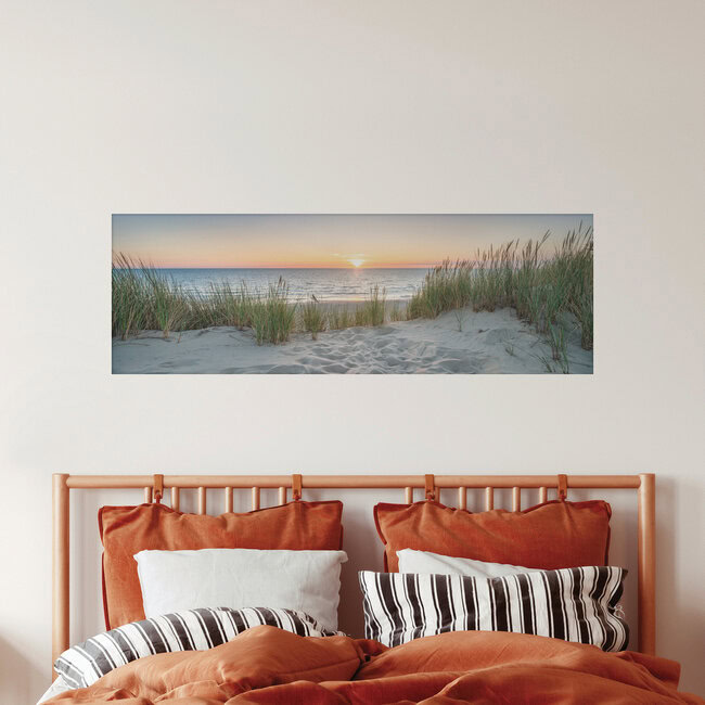 Sonnenuntergang am Dünenstrand, Deutschland – Fotokunst von Jan Becke als Poster oder Acrylglasbild