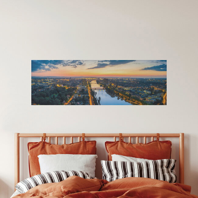 Panoramic view over Mannheim and Ludwigshafen at sunset, Germany – wall art by Jan Becke as Poster or Acrylic Glass Print