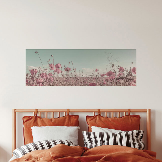 Vintage Mohnblumenfeld, Deutschland – Fotokunst von Melanie Viola als Poster oder Acrylglasbild