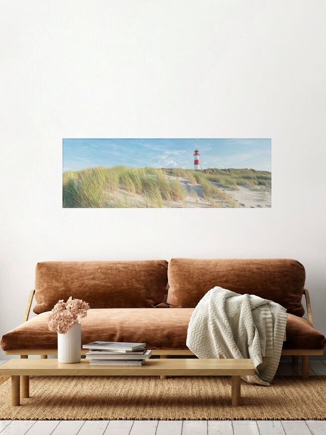 Sylt Panorama mit Leuchtturm List Ost, Deutschland – Fotokunst von Jan Becke als Poster oder Acrylglasbild