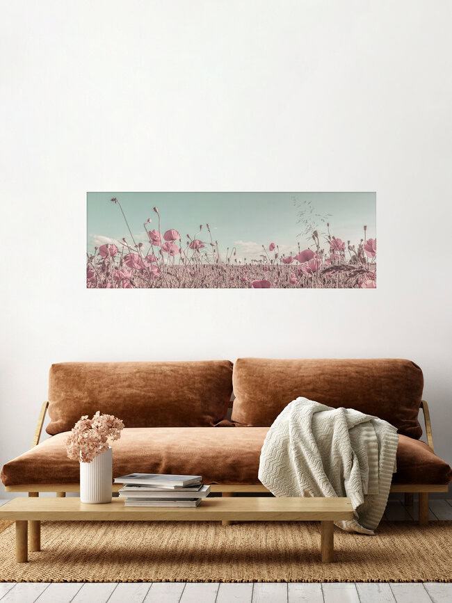 Vintage Mohnblumenfeld, Deutschland – Fotokunst von Melanie Viola als Poster oder Acrylglasbild