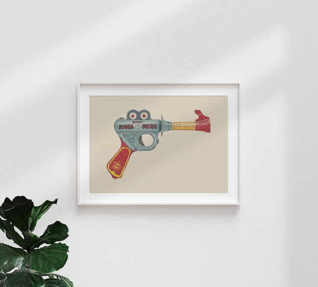 Wandbild 'Toy Gun' – Kunst von Florent Bodart als Poster oder Acrylglasbild