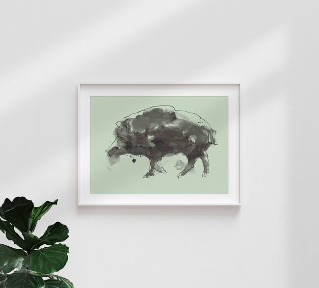 'Wild Boar' – Wall Art by Sabine Israel as Poster or Acrylic Glass Print