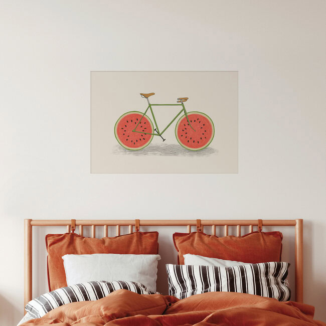 'Juicy - Watermelon Bike' – Wall Art by Florent Bodart as Poster or Acrylic Glass Print