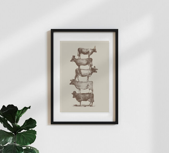 'Cow Cow Nuts' – Wall Art by Florent Bodart as Poster or Acrylic Glass Print