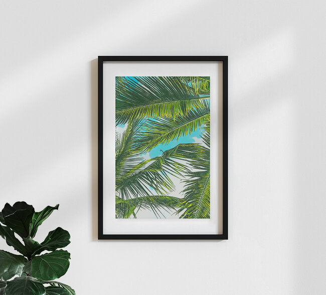 'Life Under Palm Trees, Colorful Bohemian Beachy' – Wall Art by Uma Gokhale as Poster or Acrylic Glass Print