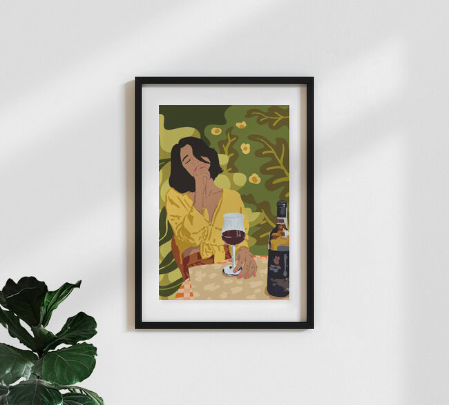 Wandbild 'Wine is the answer.What was the question?' – Kunst von Uma Gokhale als Poster oder Acrylglasbild